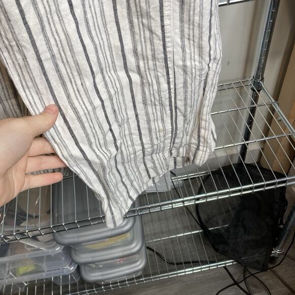 Coldwater Creek Women's Ivory Striped Linen Cropped Pants Size PXL Coastal Boho - Picture 9 of 11